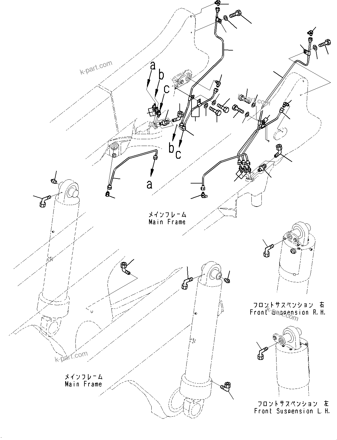 Komatsu parts book diagram for HD785-7 S/N 37001-UP (-40 deg C Spec.): LUBRICATION PIPING, (WITH AUTO-GREASING SYSTEM)(#30001-)
