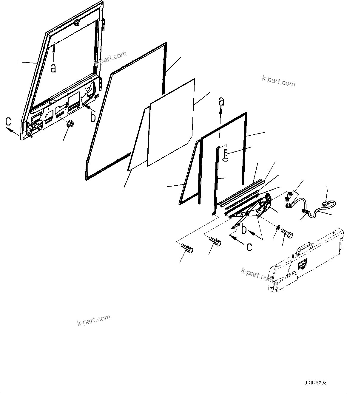 Komatsu parts book diagram for HD785-7 S/N 37001-UP (-40 deg C Spec.): CAB, DOOR, R.H.(#37001-)