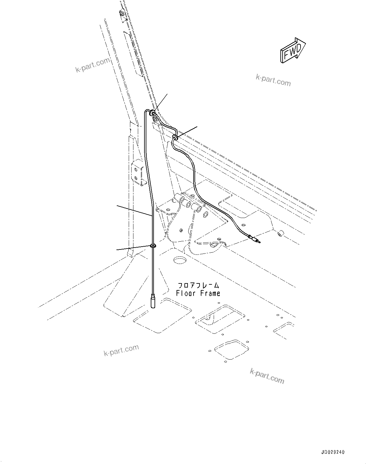 Komatsu parts book diagram for HD785-7 S/N 37001-UP (-40 deg C Spec.): CAB, ANTENNA CABLE(#37001-)