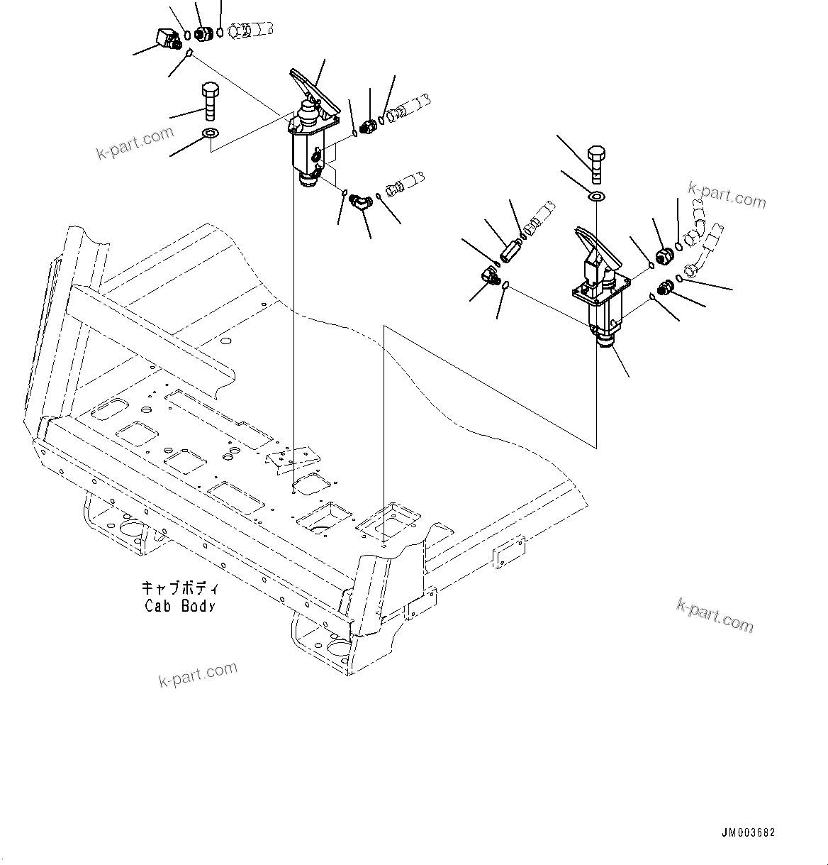 Komatsu parts book diagram for HD785-7 S/N 37001-UP (-40 deg C Spec.): CAB, BRAKE CONTROL VALVE(#37001-)