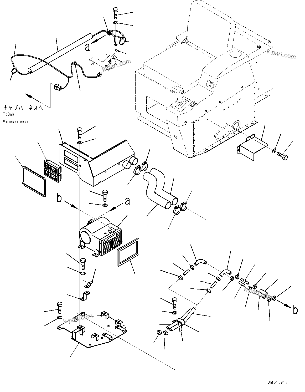 Komatsu parts book diagram for HD785-7 S/N 37001-UP (-40 deg C Spec.): CAB, ADDITIONAL HEATER UNIT(#37001-)