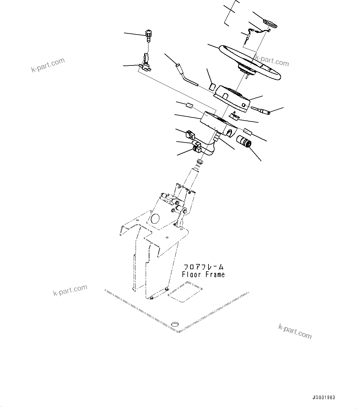 Komatsu parts book diagram for HD785-7 S/N 37001-UP (-40 deg C Spec.): CAB, STEERING WHEEL AND COLUMN(#37001-)