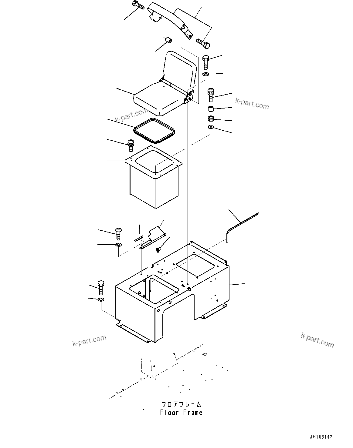 Komatsu parts book diagram for HD785-7 S/N 37001-UP (-40 deg C Spec.): CAB, AUXILIARY SEAT(#37001-)