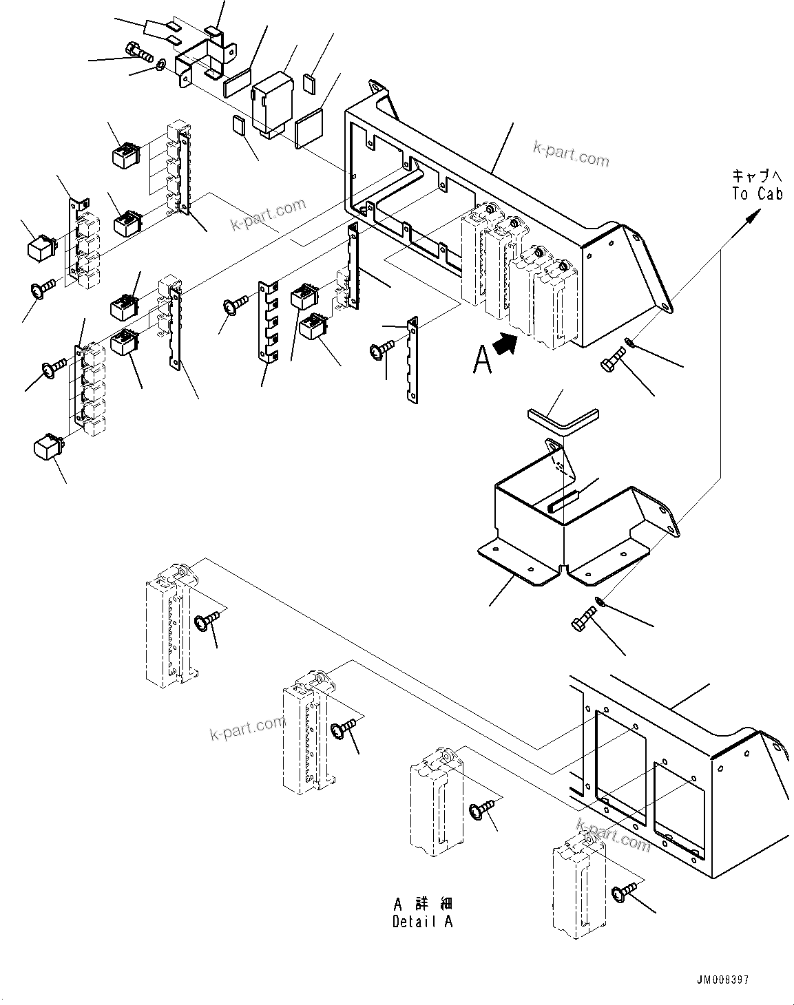 Komatsu parts book diagram for HD785-7 S/N 37001-UP (-40 deg C Spec.): CAB, FUSE BOX AND RELAY(#37001-)