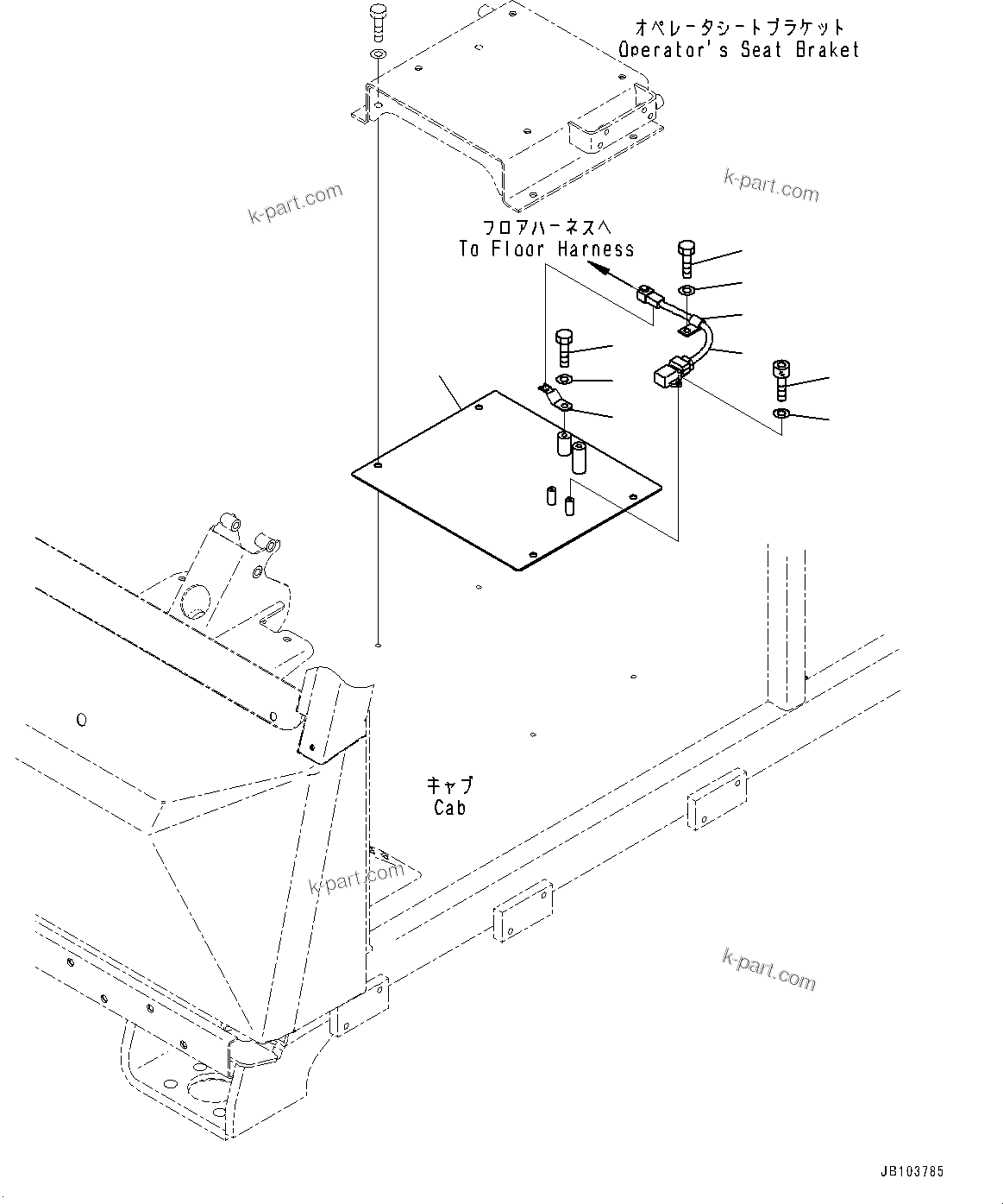 Komatsu parts book diagram for HD785-7 S/N 37001-UP (-40 deg C Spec.): CAB, K-TCS PARTS(#37001-)