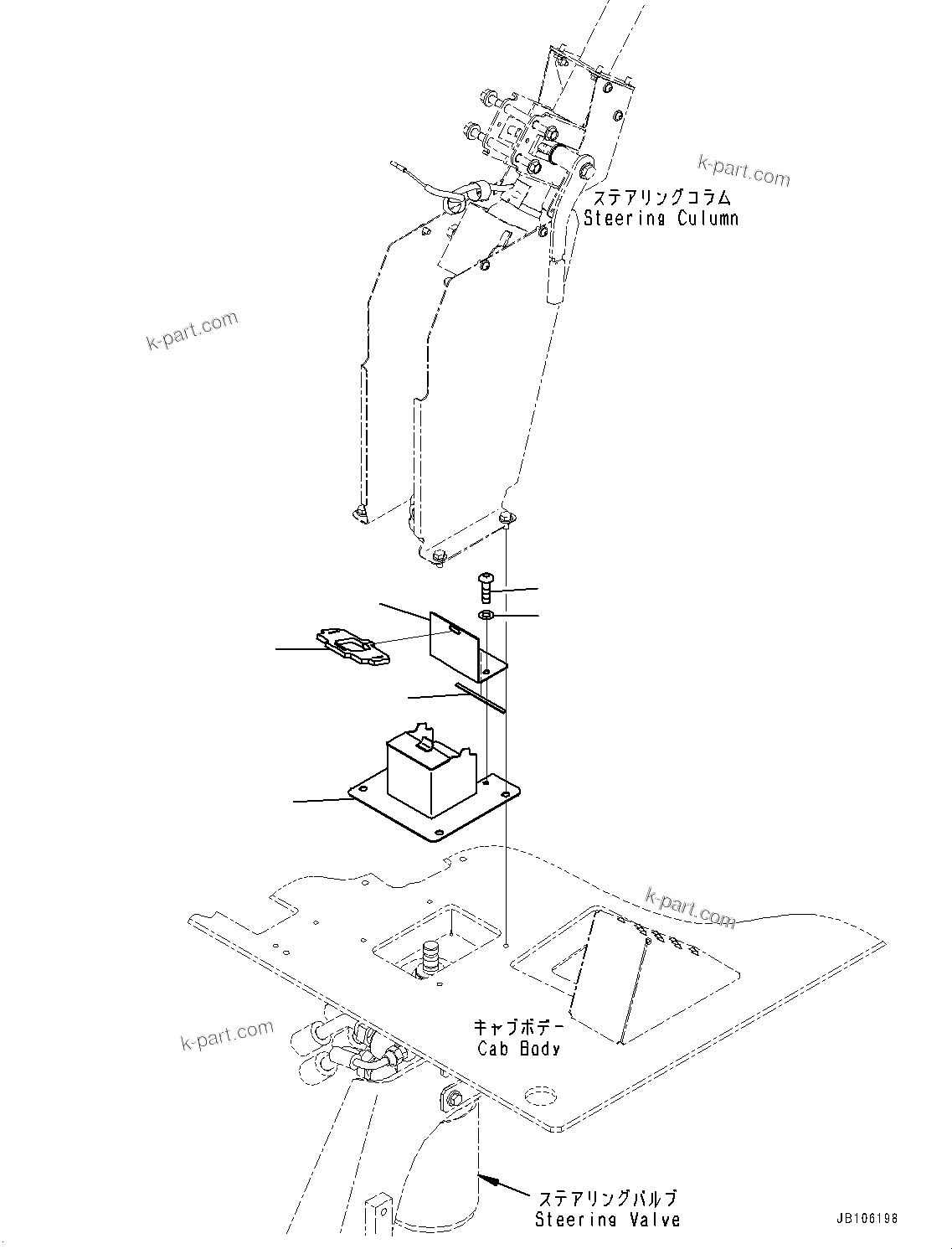 Komatsu parts book diagram for HD785-7 S/N 37001-UP (-40 deg C Spec.): CAB, STEERING VALVE COVER(#37001-)