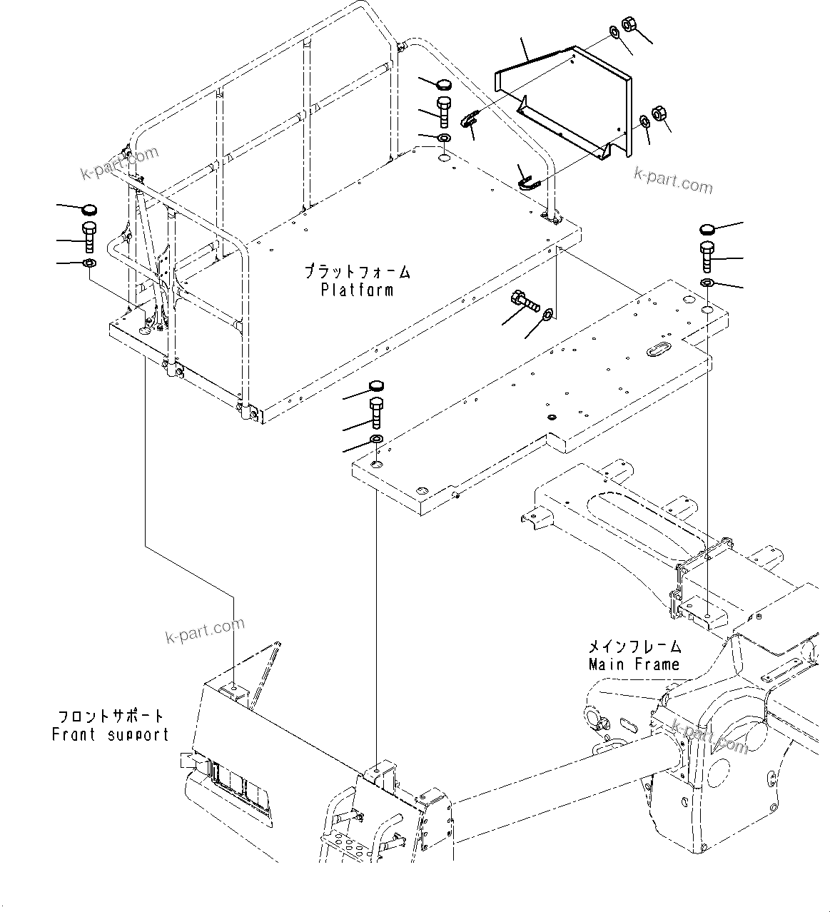 Komatsu parts book diagram for HD785-7 S/N 37001-UP (-40 deg C Spec.): PLATFORM GROUP, PLATFORM RELATED PARTS(#30001-)