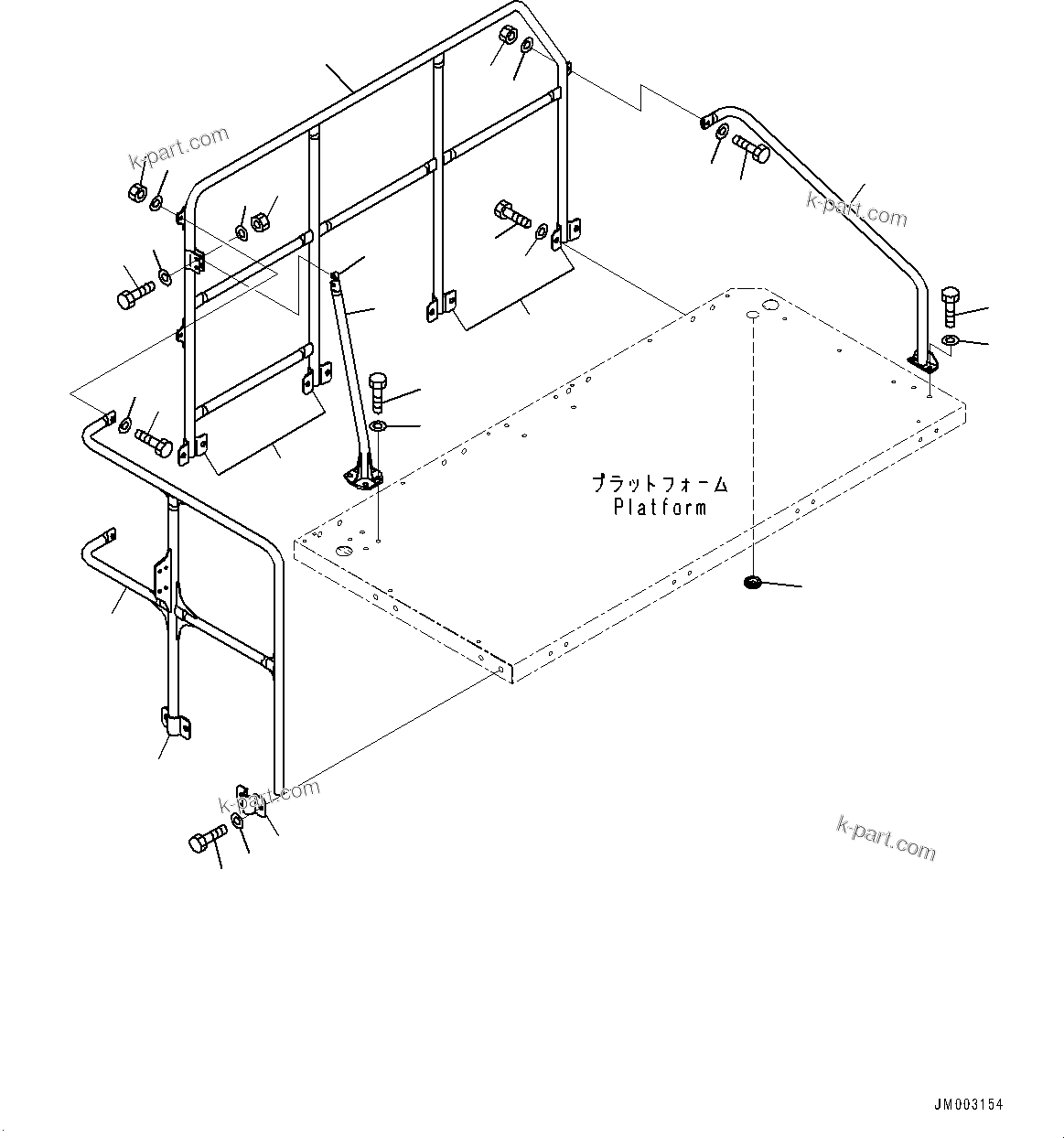 Komatsu parts book diagram for HD785-7 S/N 37001-UP (-40 deg C Spec.): PLATFORM GROUP, HANDRAIL(#30001-)