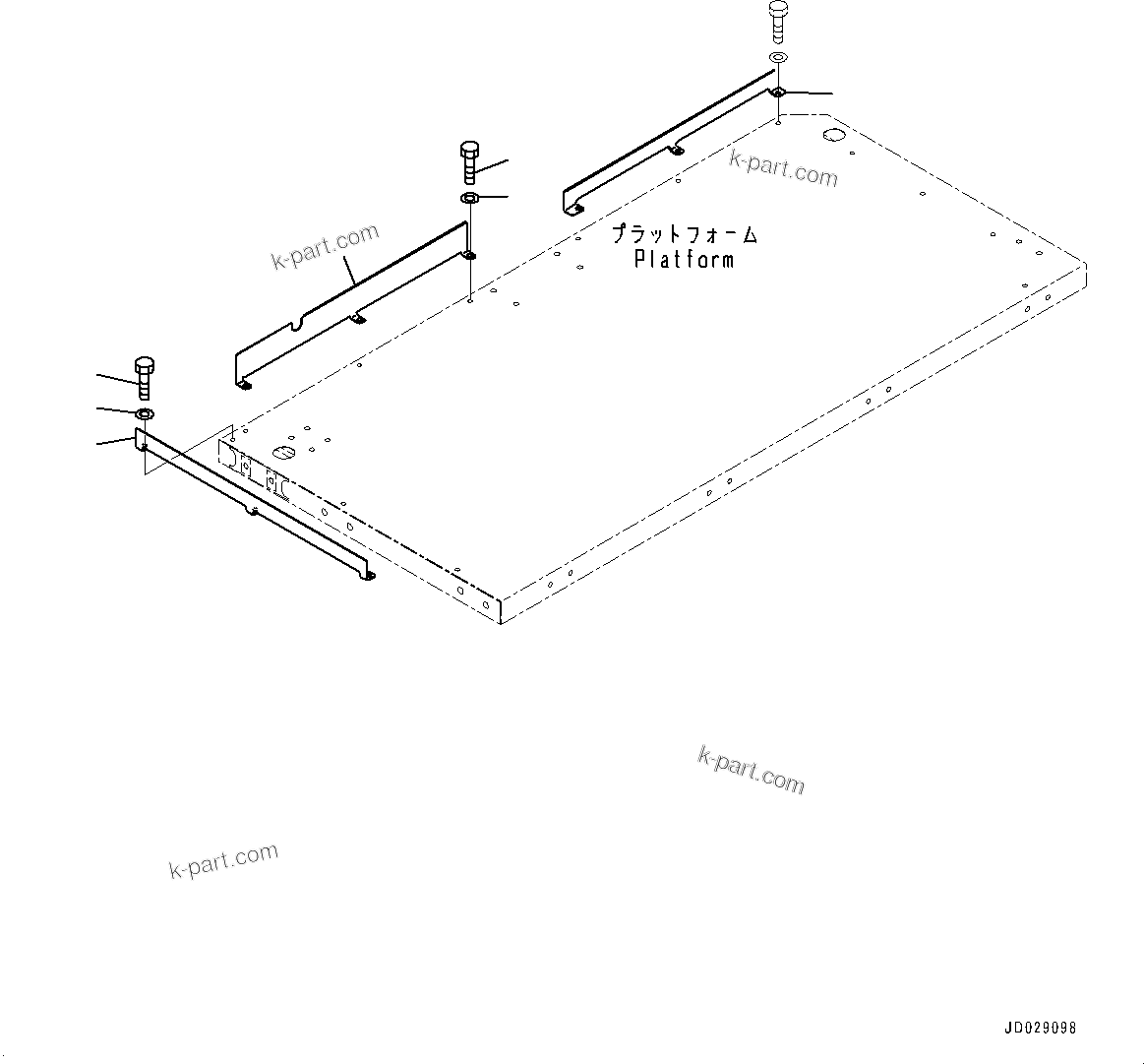 Komatsu parts book diagram for HD785-7 S/N 37001-UP (-40 deg C Spec.): PLATFORM GROUP, TOE GUARD R.H.(#30001-)