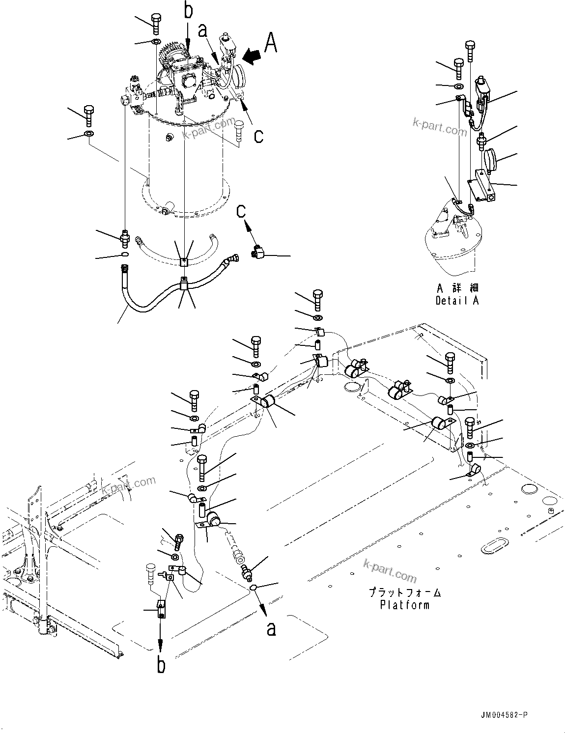 Komatsu parts book diagram for HD785-7 S/N 37001-UP (-40 deg C Spec.): PLATFORM GROUP, GREASE PUMP RELATED PARTS(#30001-33098)