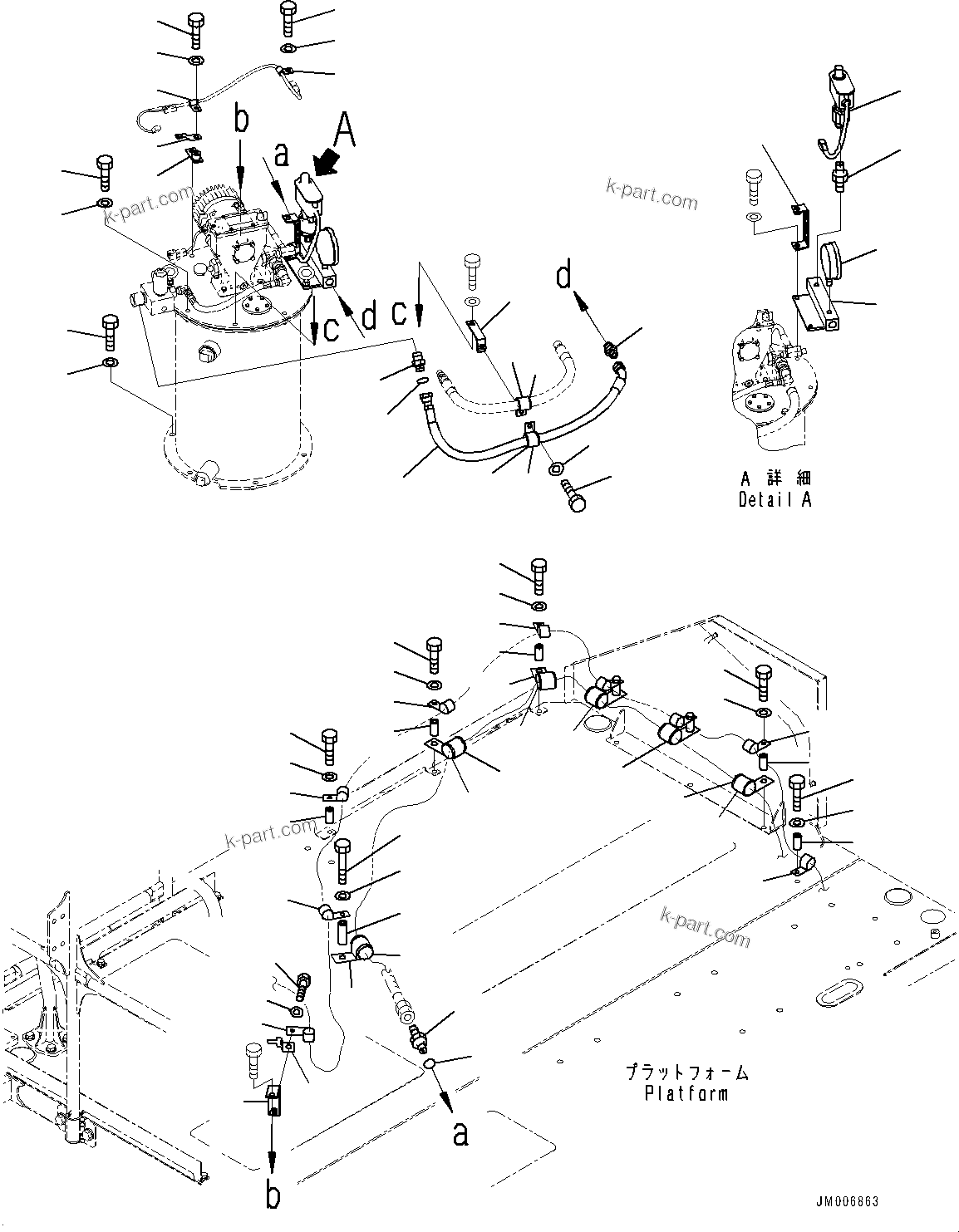Komatsu parts book diagram for HD785-7 S/N 37001-UP (-40 deg C Spec.): PLATFORM GROUP, GREASE PUMP RELATED PARTS(#33099-)