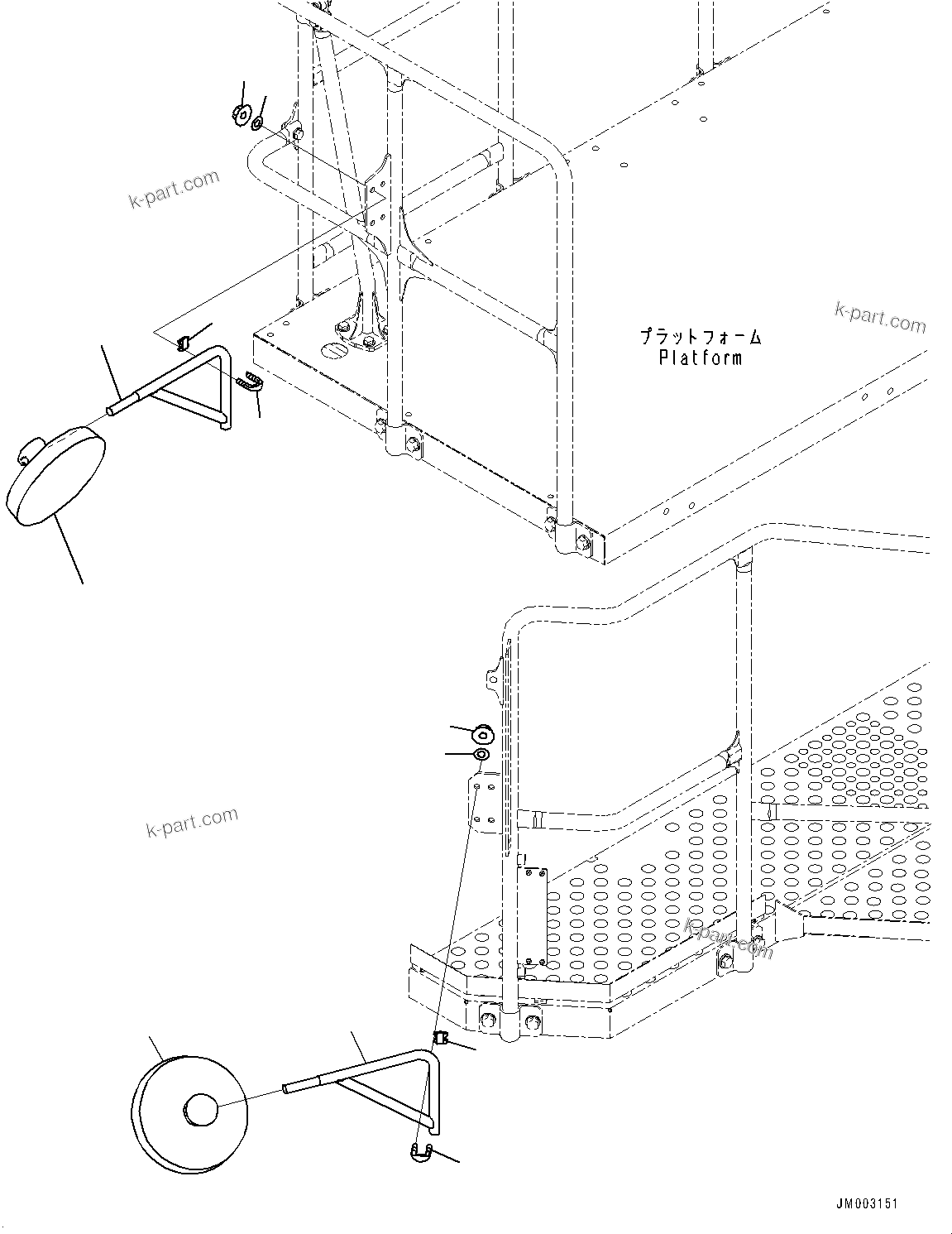 Komatsu parts book diagram for HD785-7 S/N 37001-UP (-40 deg C Spec.): UNDER VIEW MIRROR, MIRROR(#30001-)