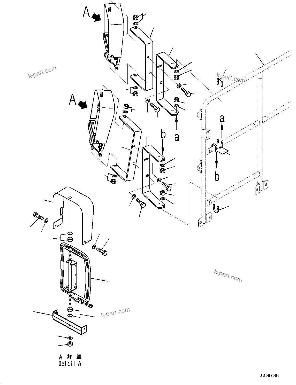 Komatsu parts book diagram for HD785-7 S/N 37001-UP (-40 deg C Spec.): SIDEVIEW MIRROR, MIRROR(#30001-)