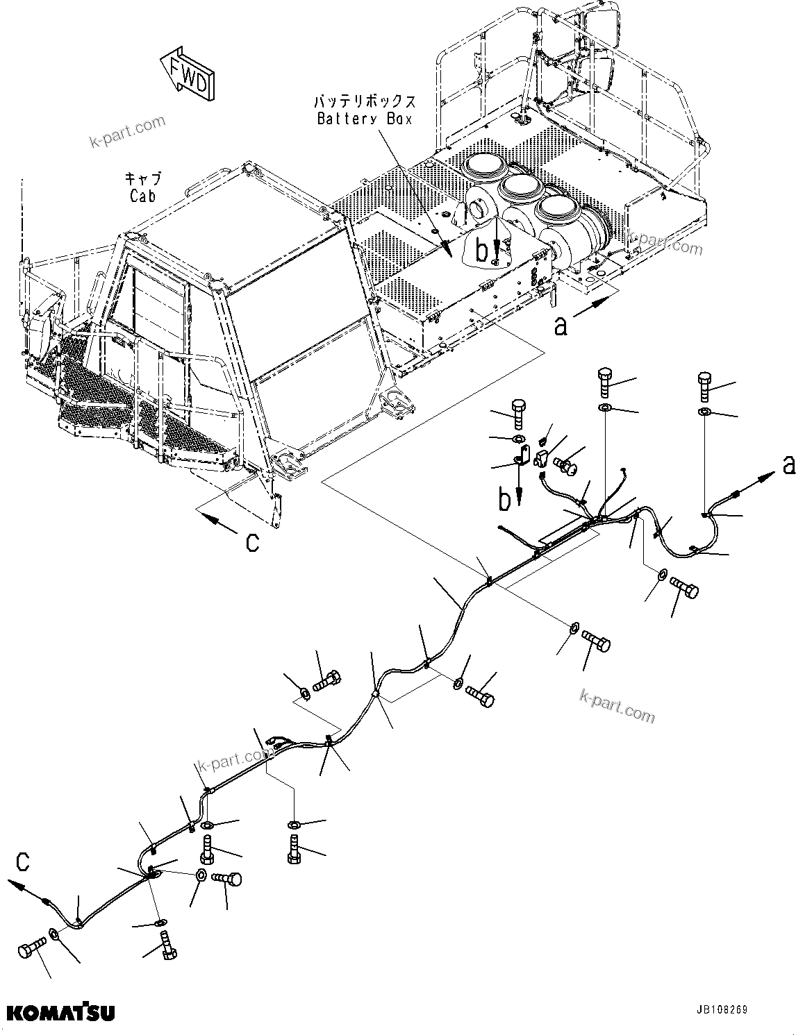 Komatsu parts book diagram for HD785-7 S/N 37001-UP (-40 deg C Spec.): SIDEVIEW MIRROR, WIRING HARNESS(#30001-)