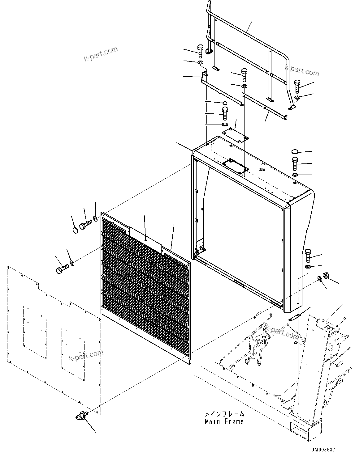 Komatsu parts book diagram for HD785-7 S/N 37001-UP (-40 deg C Spec.): RADIATOR GUARD, GUARD(#30001-)