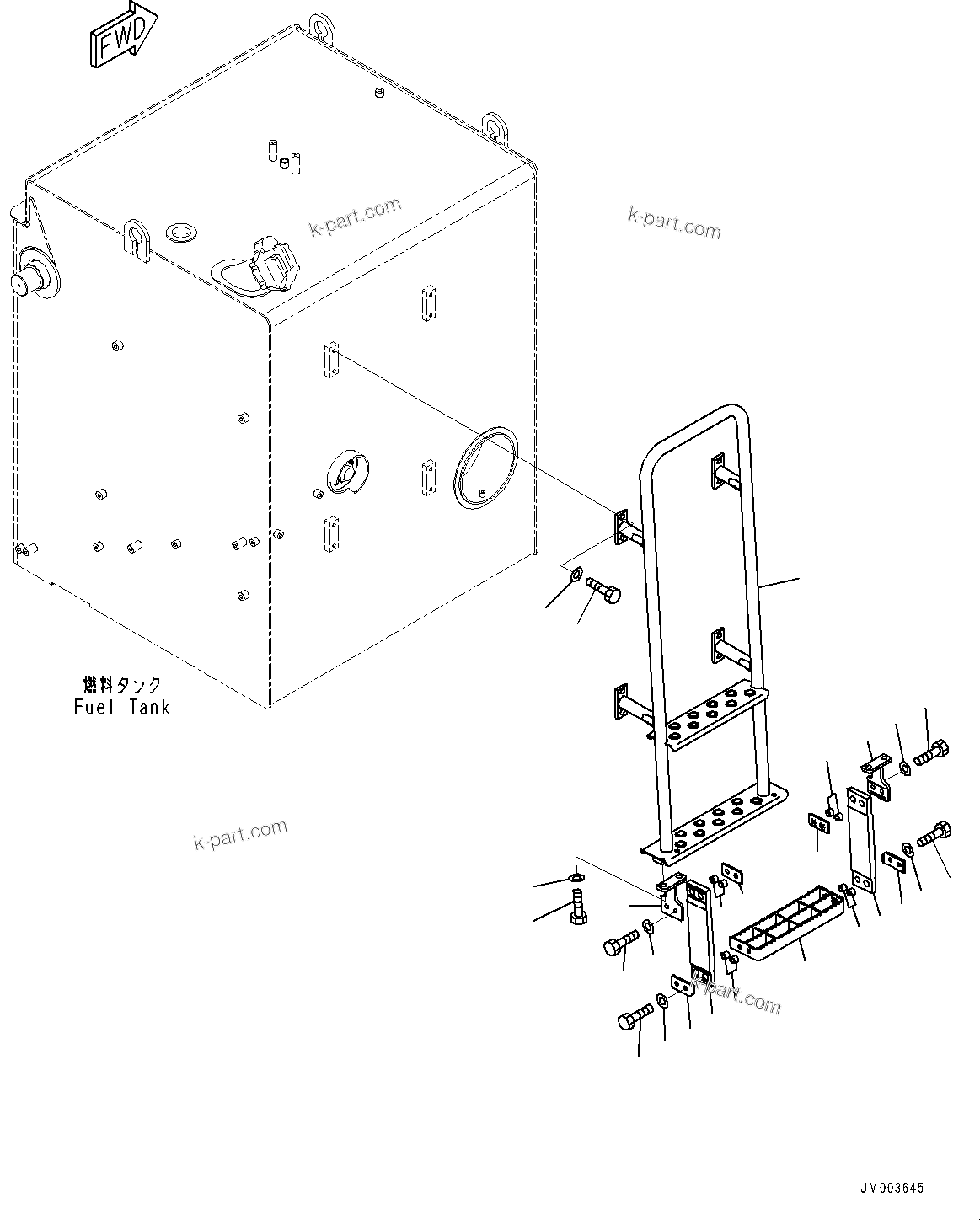 Komatsu parts book diagram for HD785-7 S/N 37001-UP (-40 deg C Spec.): FUEL TANK LADDER, (#30001-30694)