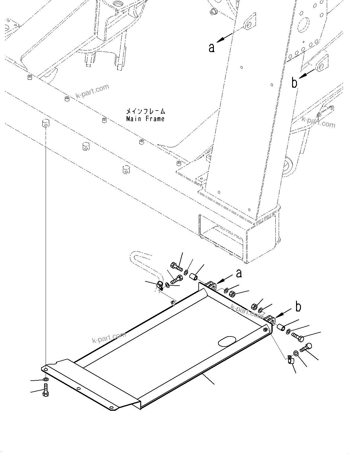 Komatsu parts book diagram for HD785-7 S/N 37001-UP (-40 deg C Spec.): ENGINE UNDER GUARD, (#30001-)