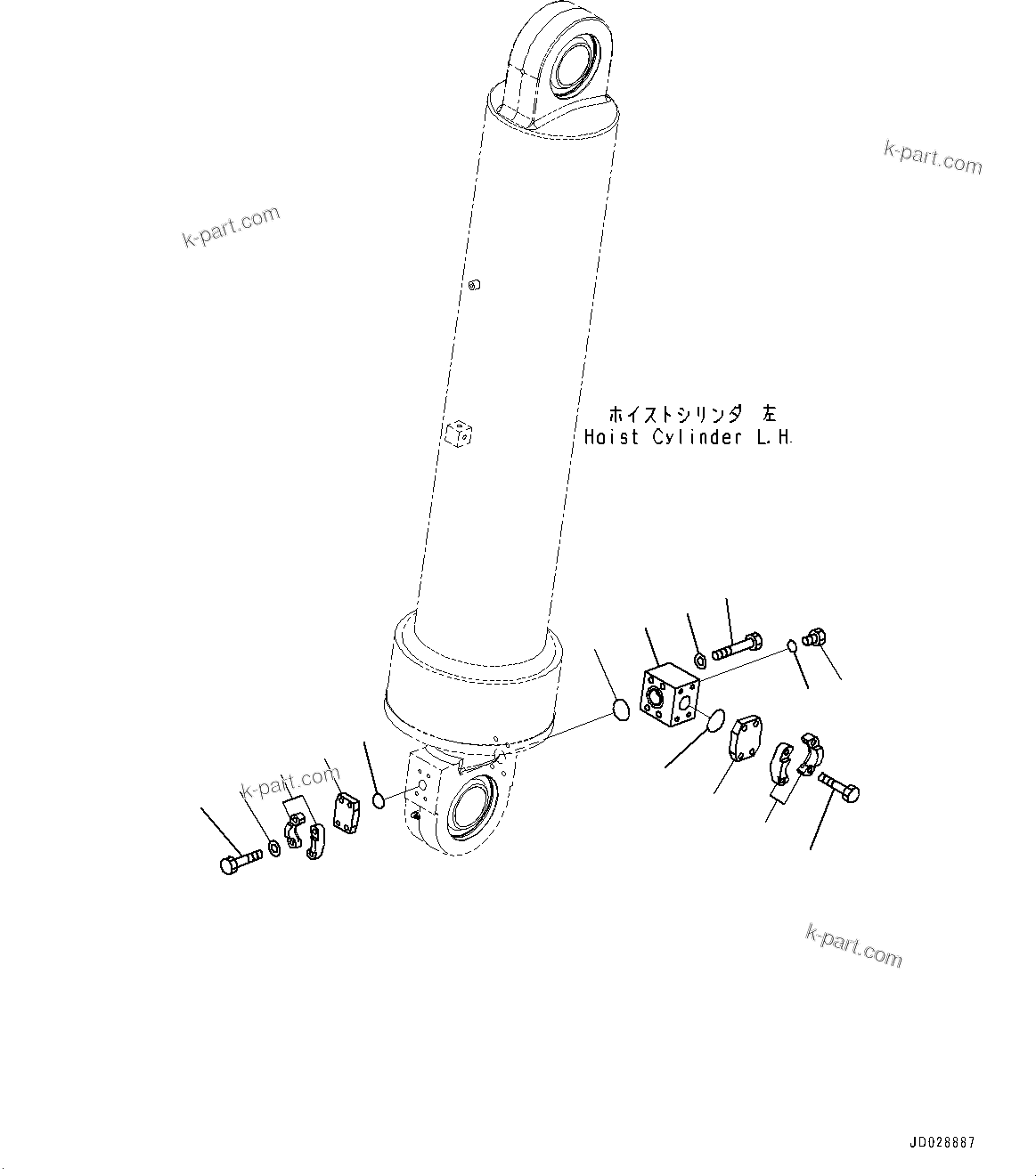 Komatsu parts book diagram for HD785-7 S/N 37001-UP (-40 deg C Spec.): HOIST CYLINDER, RELATED PARTS (1/2)(#30001-30541)