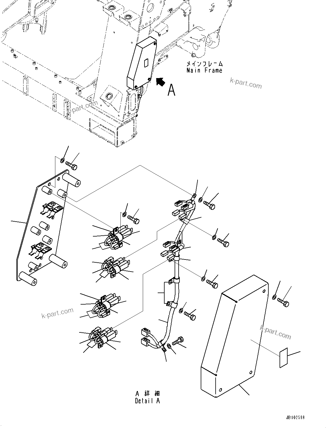Komatsu parts book diagram for HD785-7 S/N 37001-UP (-40 deg C Spec.): ENGINE OIL PAN HEATER, FUSE BOX(#30001-)