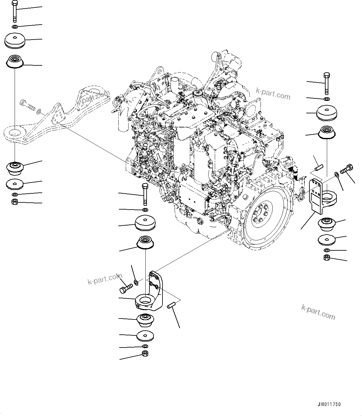 Komatsu parts book diagram for PC490LC-11 S/N 87001-UP: ENGINE MOUNTING PARTS, (#85001-)