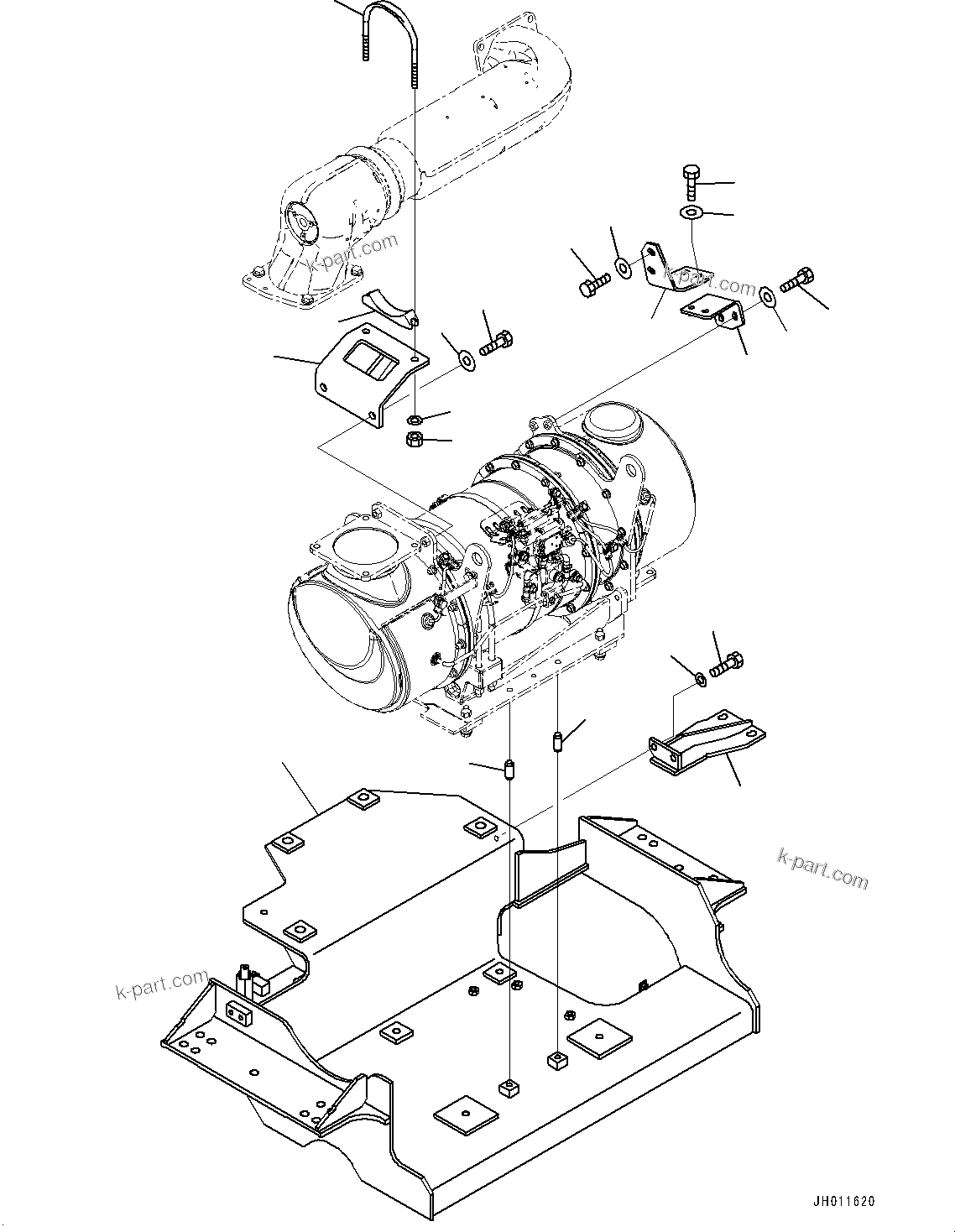 Komatsu parts book diagram for PC490LC-11 S/N 87001-UP: EXHAUST, BRACKET(#85161-)