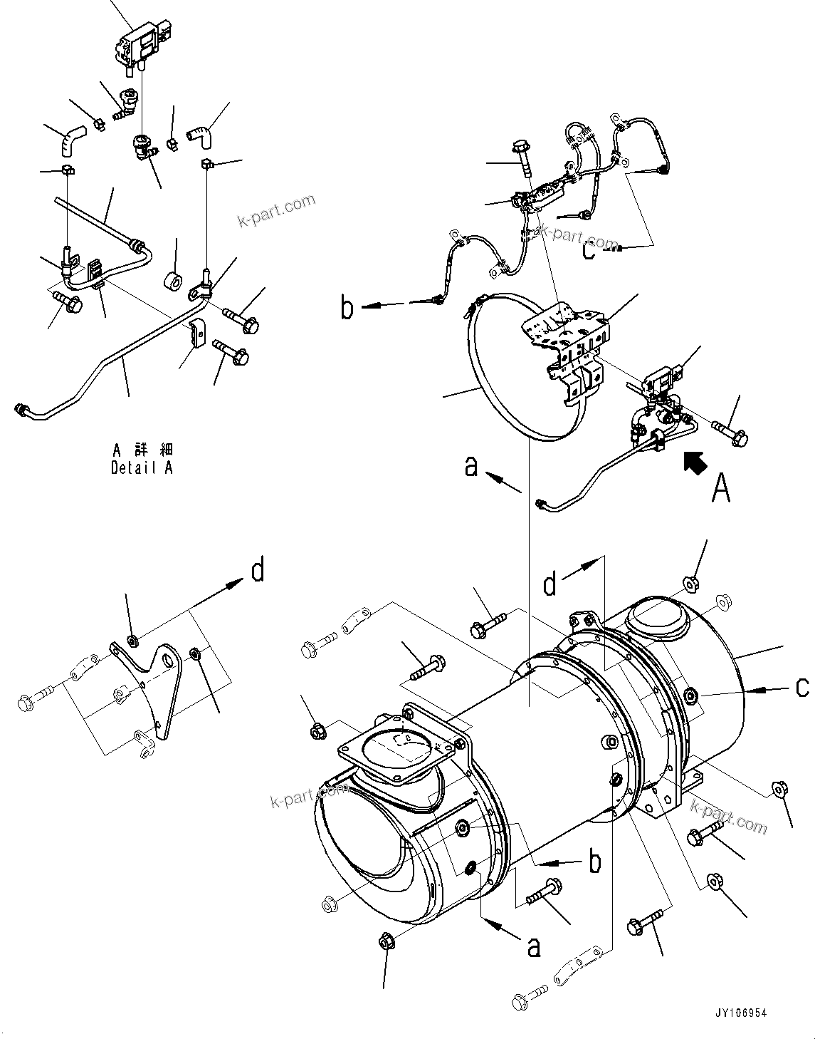 Komatsu parts book diagram for PC490LC-11 S/N 87001-UP: EXHAUST, INNER PARTS, KOMATSU DIESEL PARTICULATE FILTER (KDPF) (1/2)(#85161-)