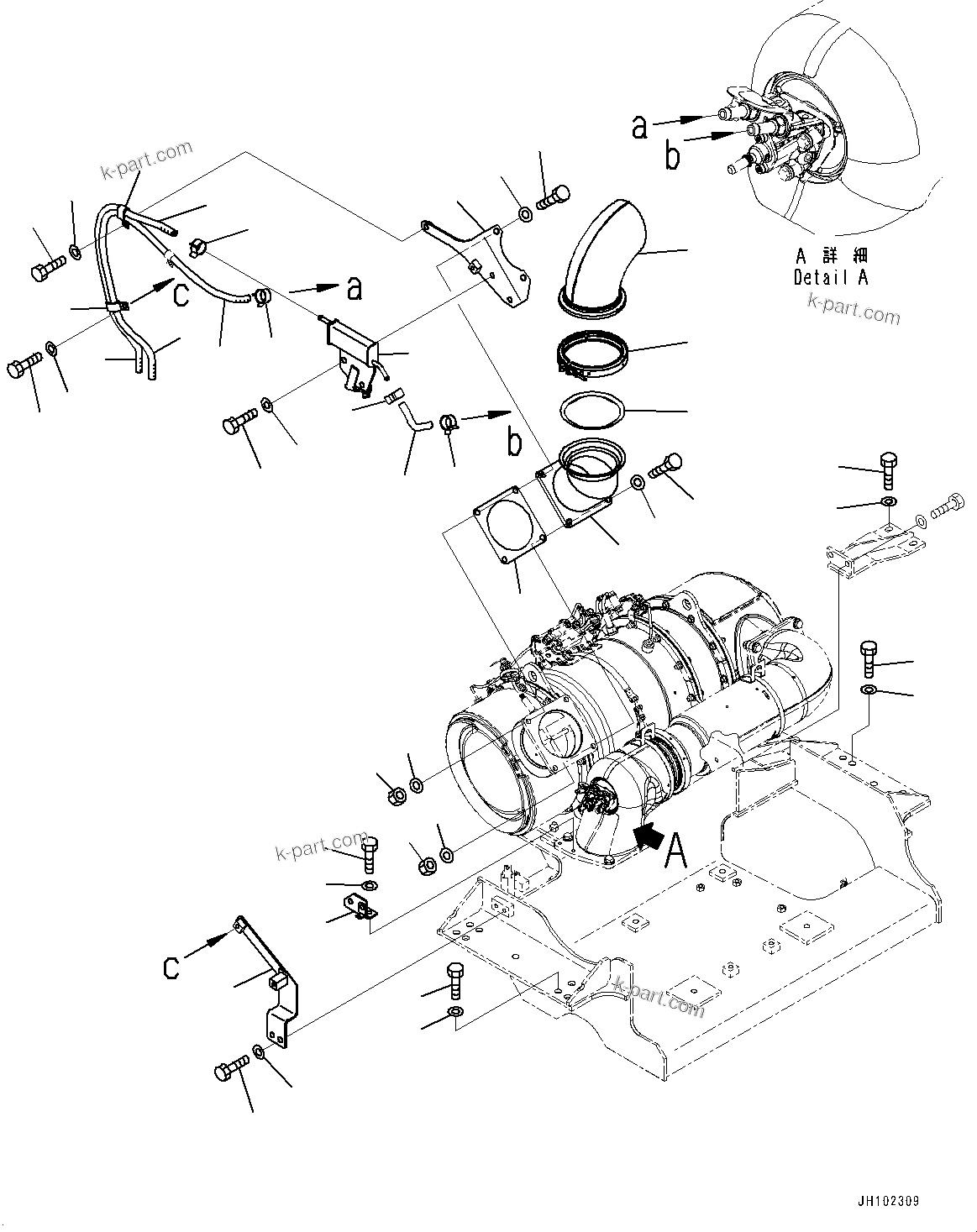 Komatsu parts book diagram for PC490LC-11 S/N 87001-UP: EXHAUST, PIPE AND HOSE(#85161-)