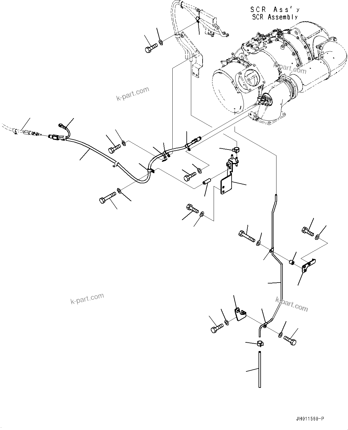 Komatsu parts book diagram for PC490LC-11 S/N 87001-UP: EXHAUST, SCR PIPING(#85161-)