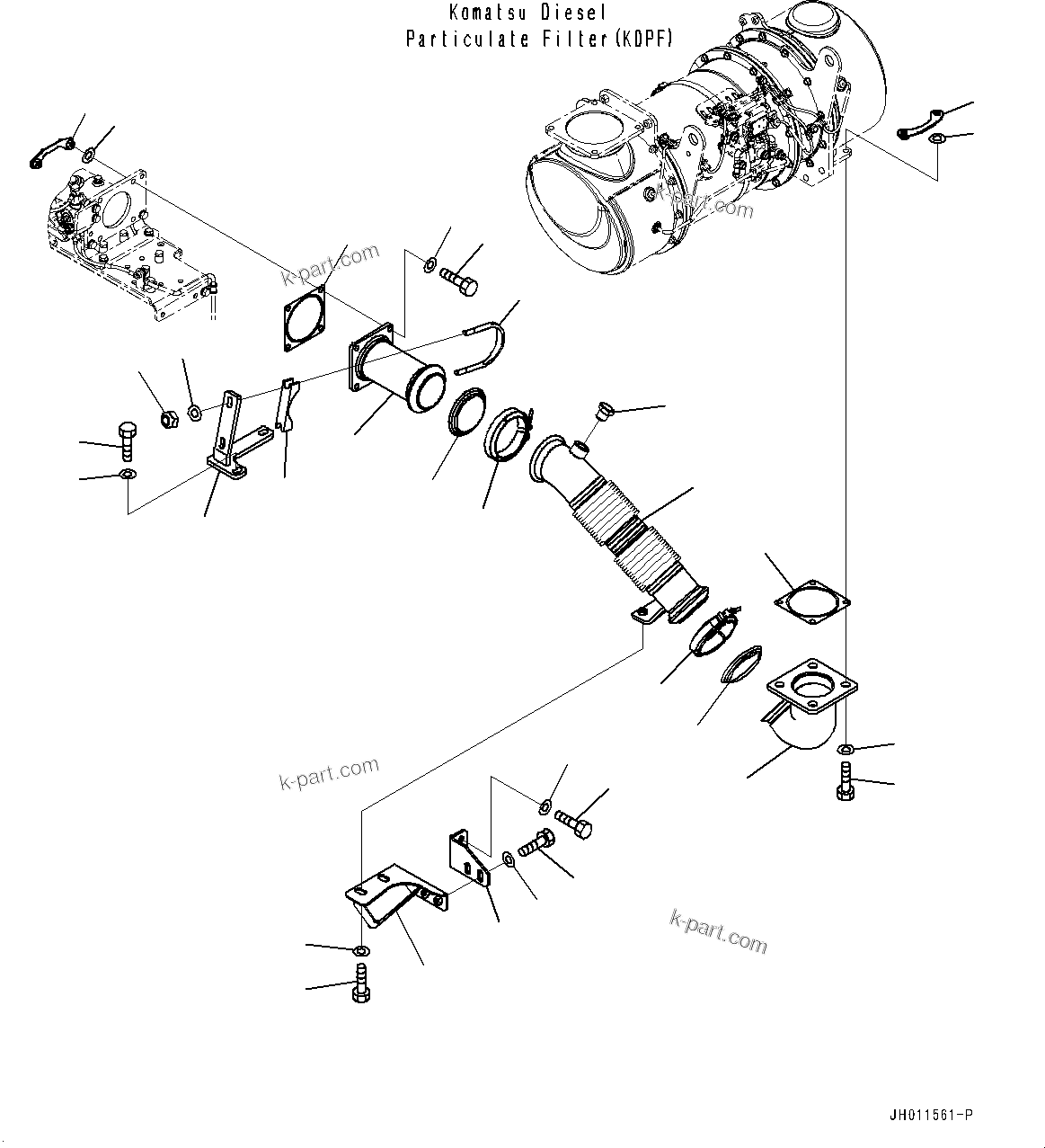 Komatsu parts book diagram for PC490LC-11 S/N 87001-UP: EXHAUST, TUBE AND BRACKET(#85161-)