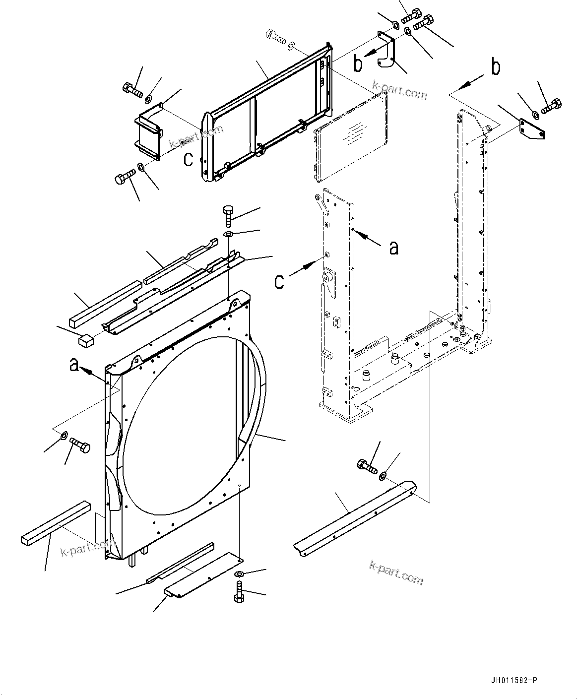 Komatsu parts book diagram for PC490LC-11 S/N 87001-UP: COOLING SYSTEM, SHROUD (1/2)(#85001-85152)