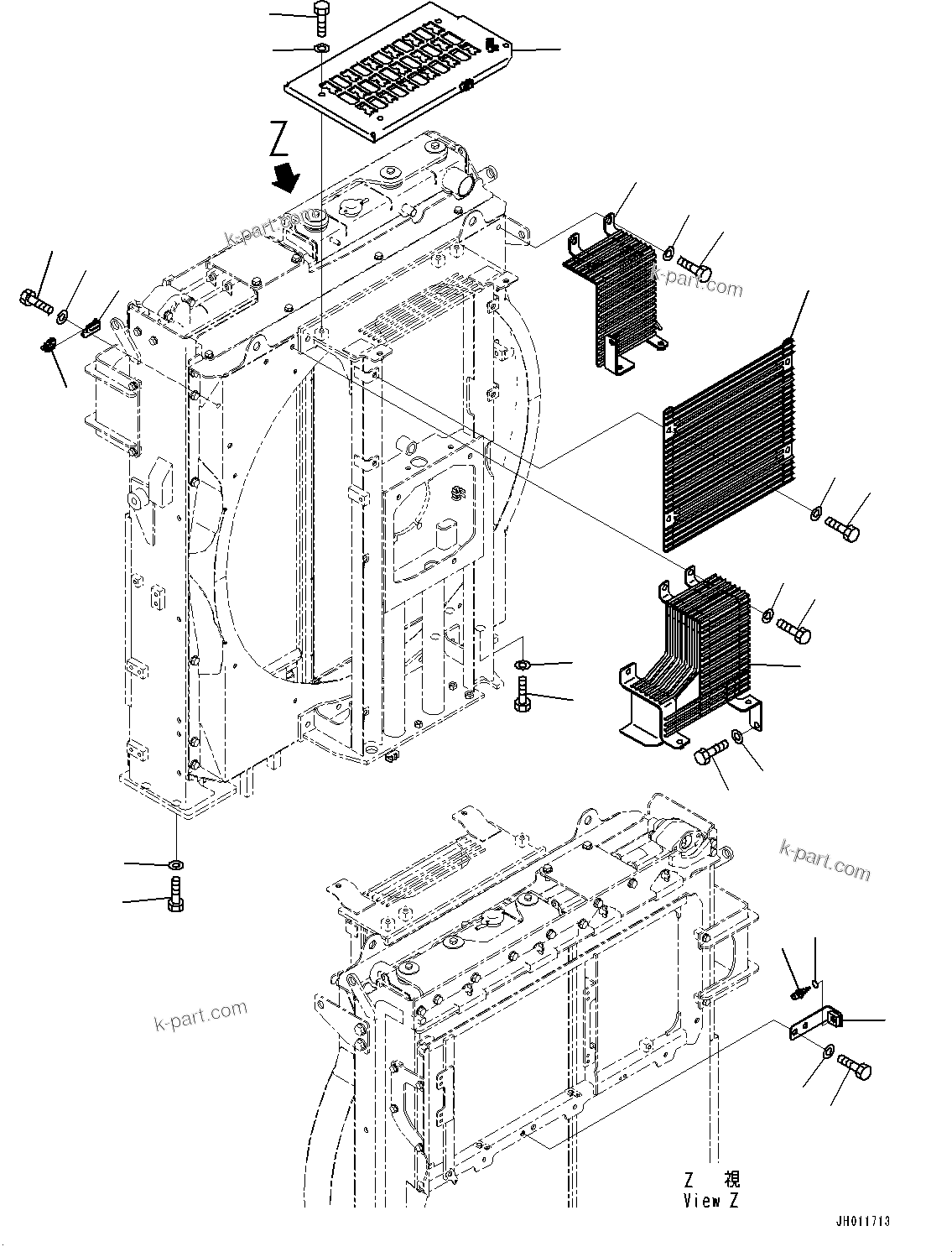 Komatsu parts book diagram for PC490LC-11 S/N 87001-UP: COOLING SYSTEM, GUARD(#85153-)
