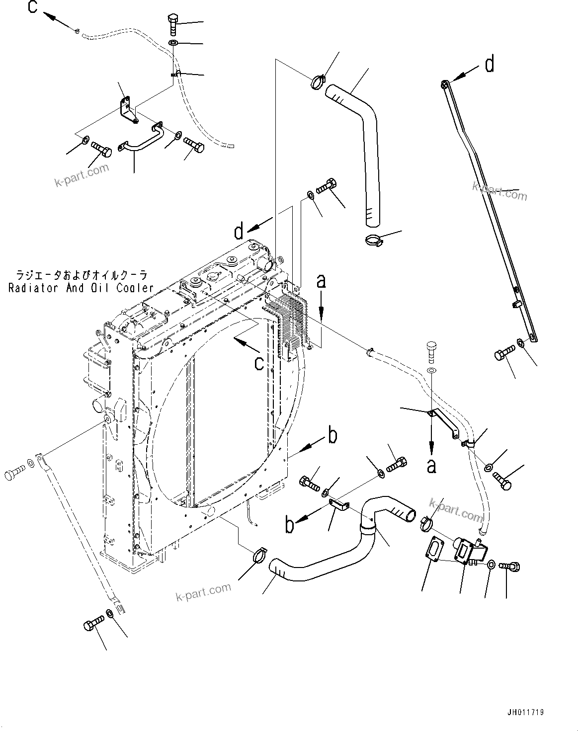 Komatsu parts book diagram for PC490LC-11 S/N 87001-UP: COOLING SYSTEM, STAY(#85001-85152)
