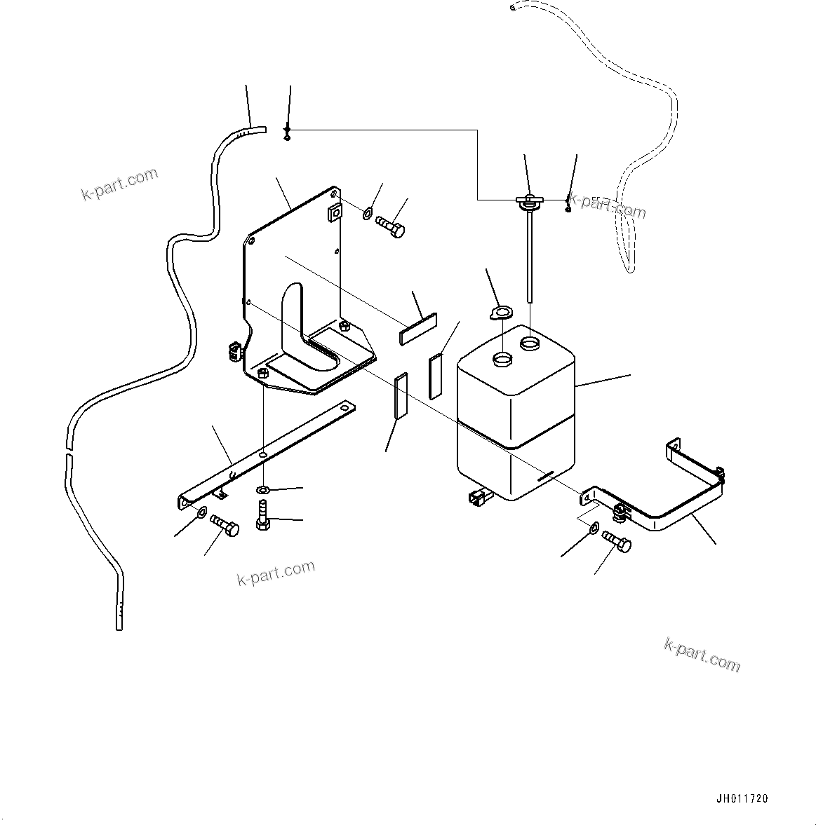 Komatsu parts book diagram for PC490LC-11 S/N 87001-UP: COOLING SYSTEM, RESERVOIR TANK(#85001-85152)