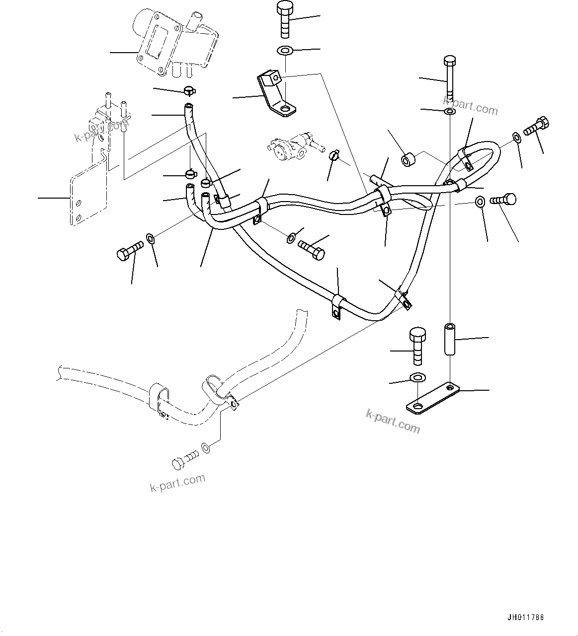 Komatsu parts book diagram for PC490LC-11 S/N 87001-UP: DEF PIPING, DOSING MODULE COOLANT HOSE(#85001-)