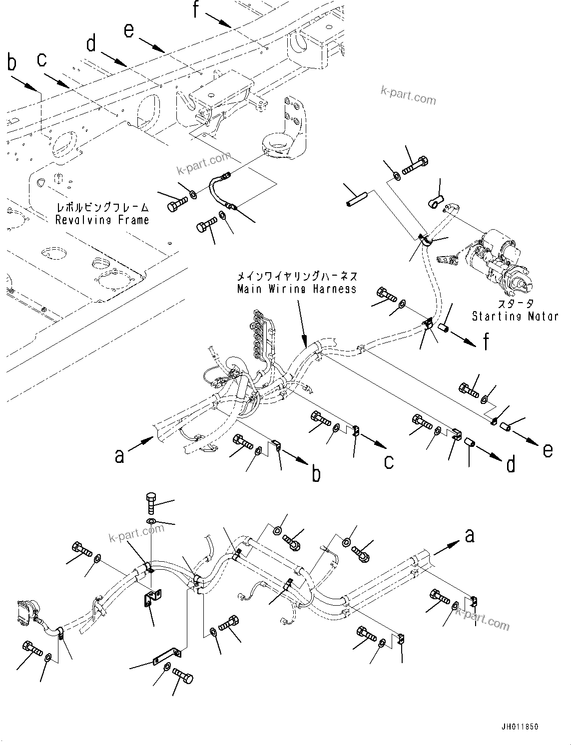 Komatsu parts book diagram for PC490LC-11 S/N 87001-UP: ELECTRIC WIRING HARNESS, STARTING WIRING HARNESS CLAMP(#87001-)