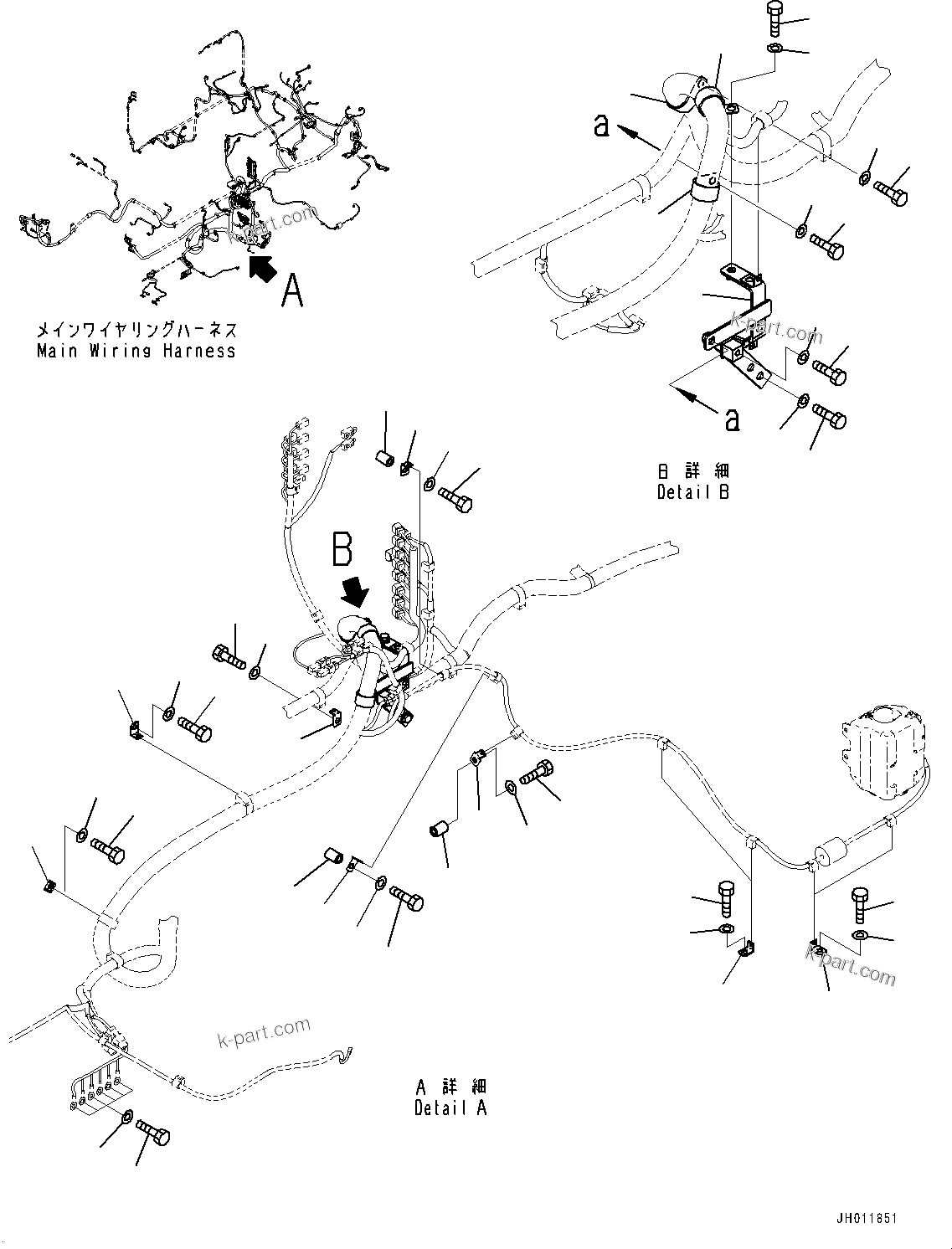 Komatsu parts book diagram for PC490LC-11 S/N 87001-UP: ELECTRIC WIRING HARNESS, MAIN WIRING HARNESS CLAMP (1/8)(#87001-)