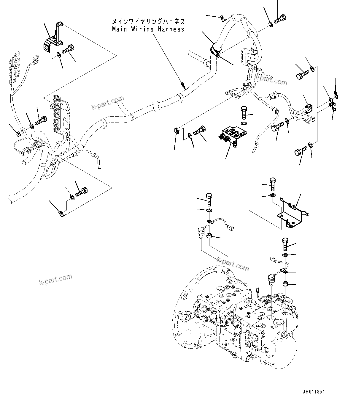 Komatsu parts book diagram for PC490LC-11 S/N 87001-UP: ELECTRIC WIRING HARNESS, MAIN WIRING HARNESS CLAMP (4/8)(#87001-)