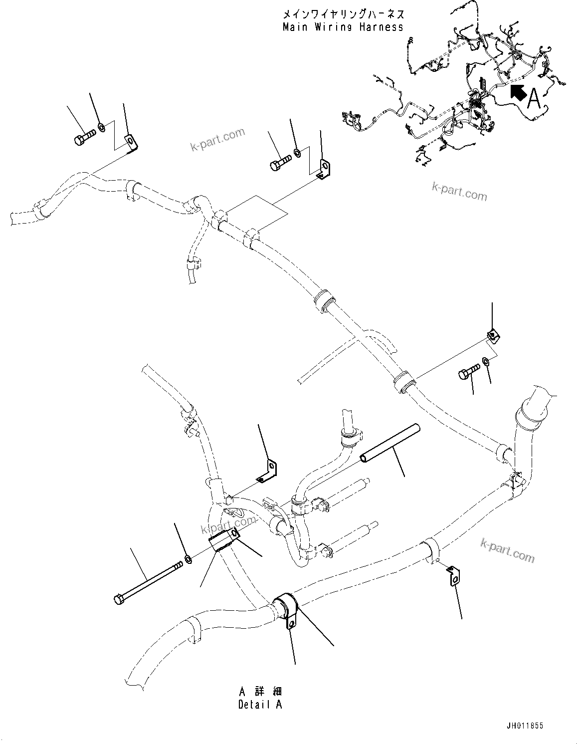 Komatsu parts book diagram for PC490LC-11 S/N 87001-UP: ELECTRIC WIRING HARNESS, MAIN WIRING HARNESS CLAMP (5/8)(#87001-)