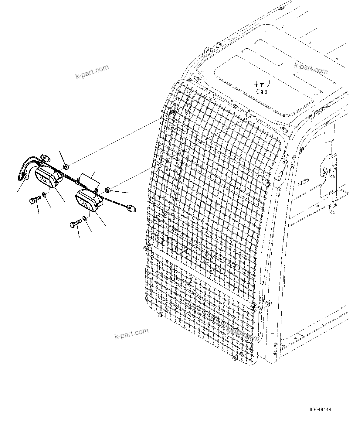 Komatsu parts book diagram for PC490LC-11 S/N 87001-UP: ADDITIONAL WORKING LAMP, (#85001-)