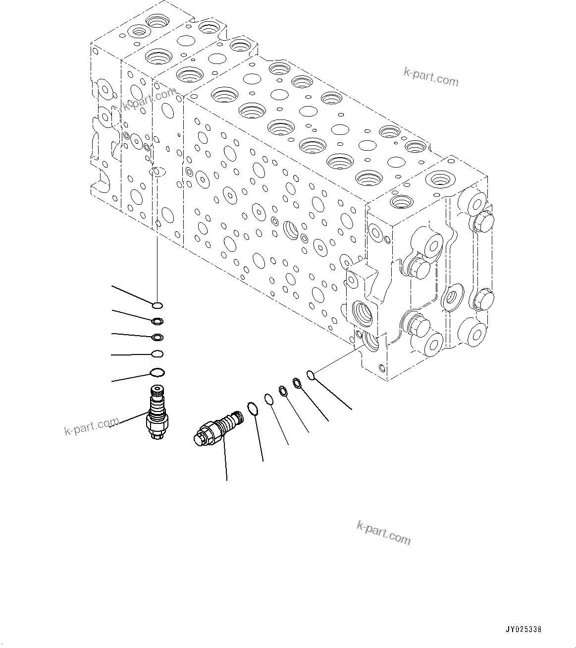 Komatsu parts book diagram for PC490LC-11 S/N 87001-UP: CONTROL VALVE, 8-SPOOL (8/24)(#85001-)