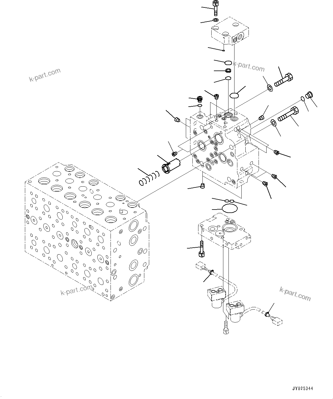 Komatsu parts book diagram for PC490LC-11 S/N 87001-UP: CONTROL VALVE, 8-SPOOL (14/24)(#85001-)