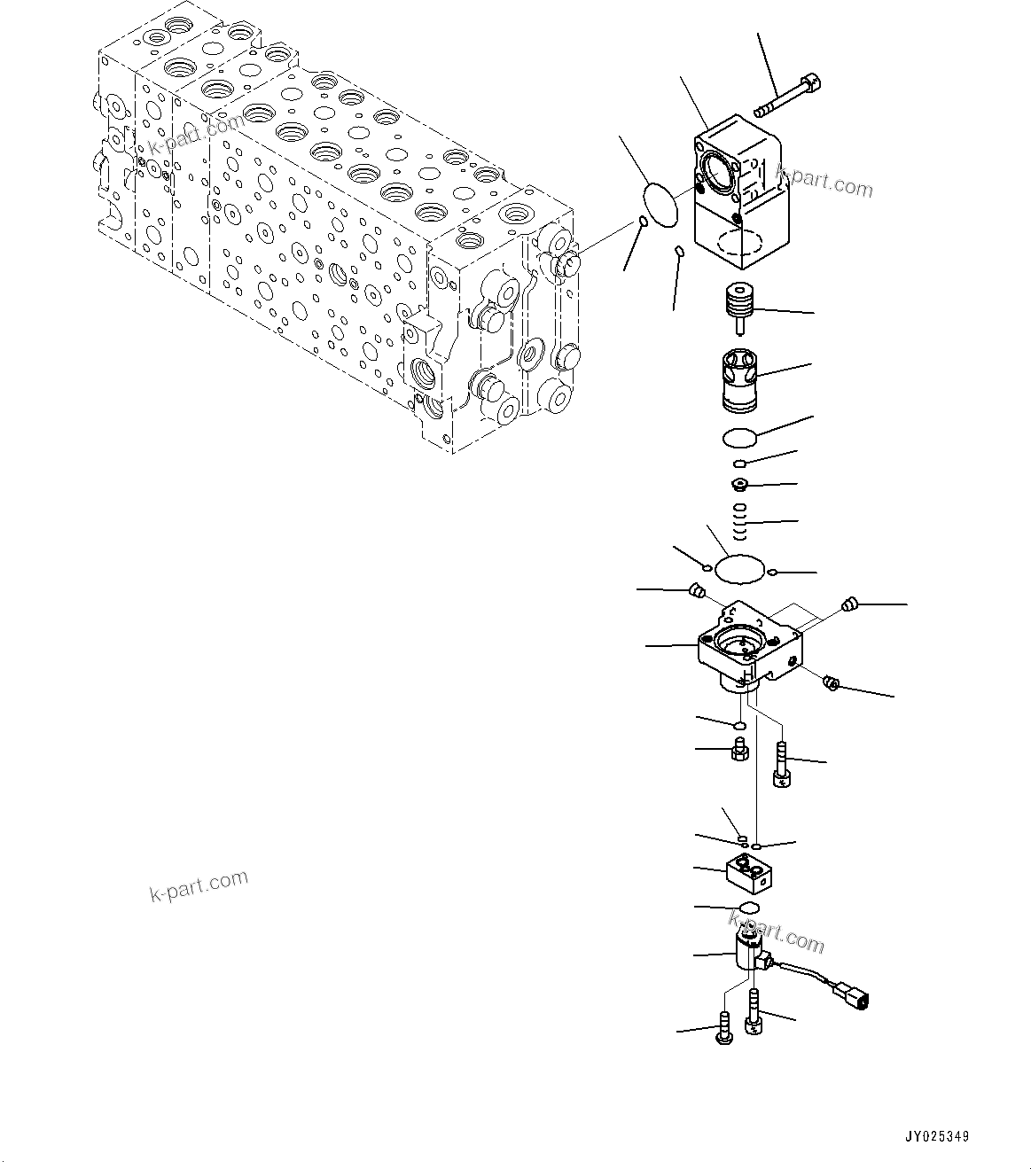 Komatsu parts book diagram for PC490LC-11 S/N 87001-UP: CONTROL VALVE, 8-SPOOL (17/24)(#85001-)