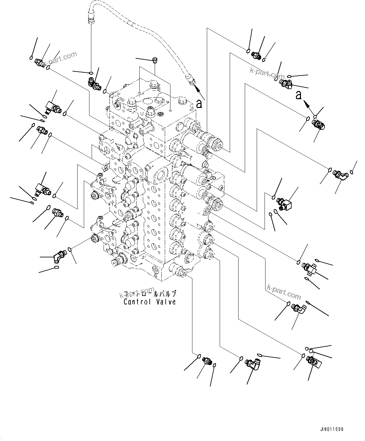 Komatsu parts book diagram for PC490LC-11 S/N 87001-UP: CONTROL VALVE, CONTROL VALVE RELATED PARTS (1/2)(#85001-)