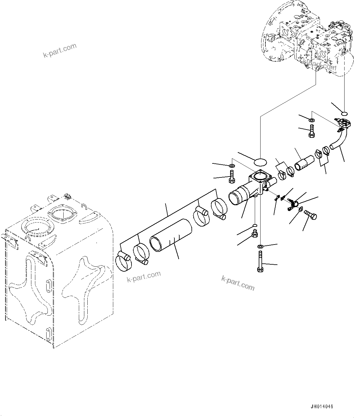 Komatsu parts book diagram for PC490LC-11 S/N 87001-UP: SUCTION PIPING, (#85001-)
