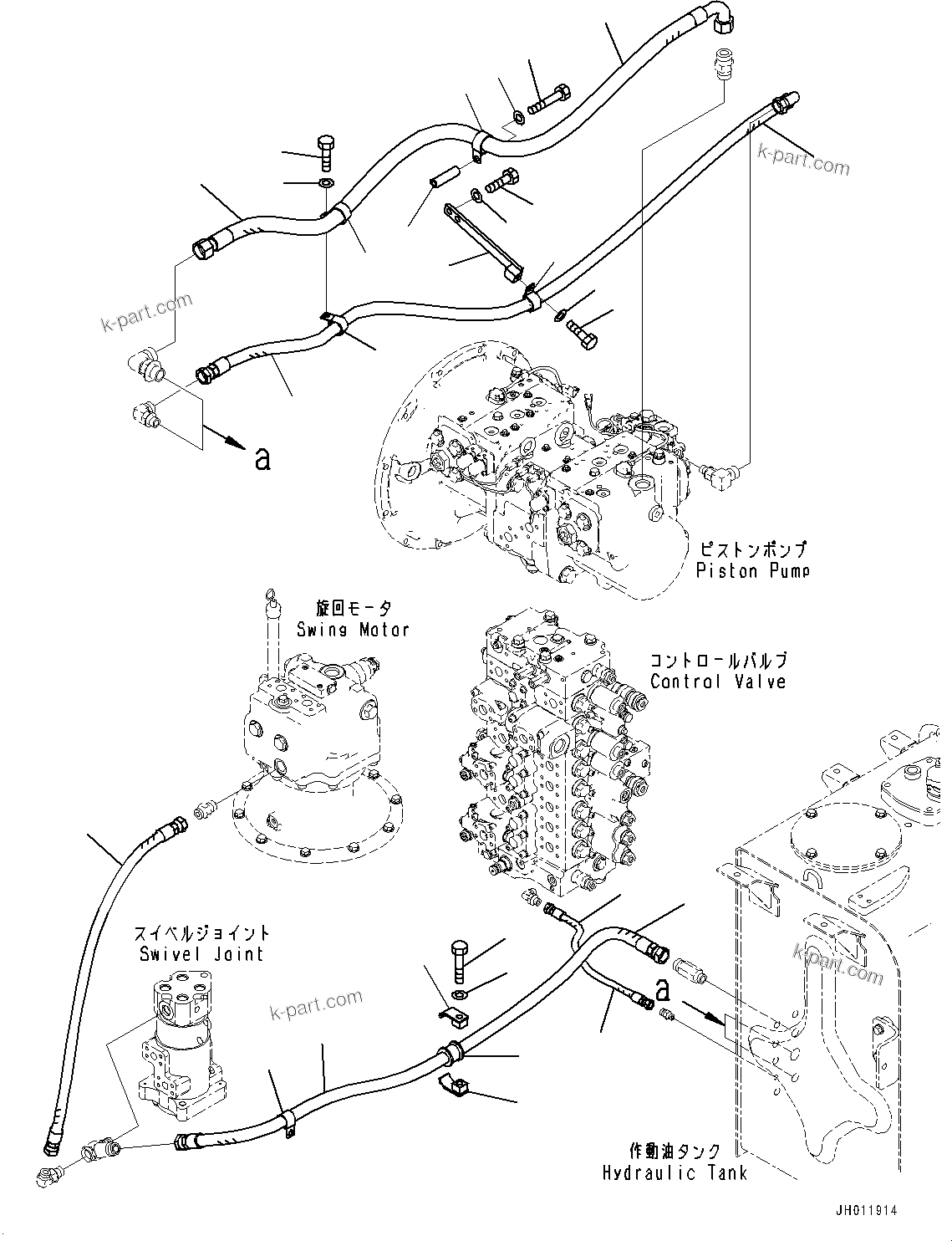 Komatsu parts book diagram for PC490LC-11 S/N 87001-UP: DRAIN PIPING, (#85001-85002)