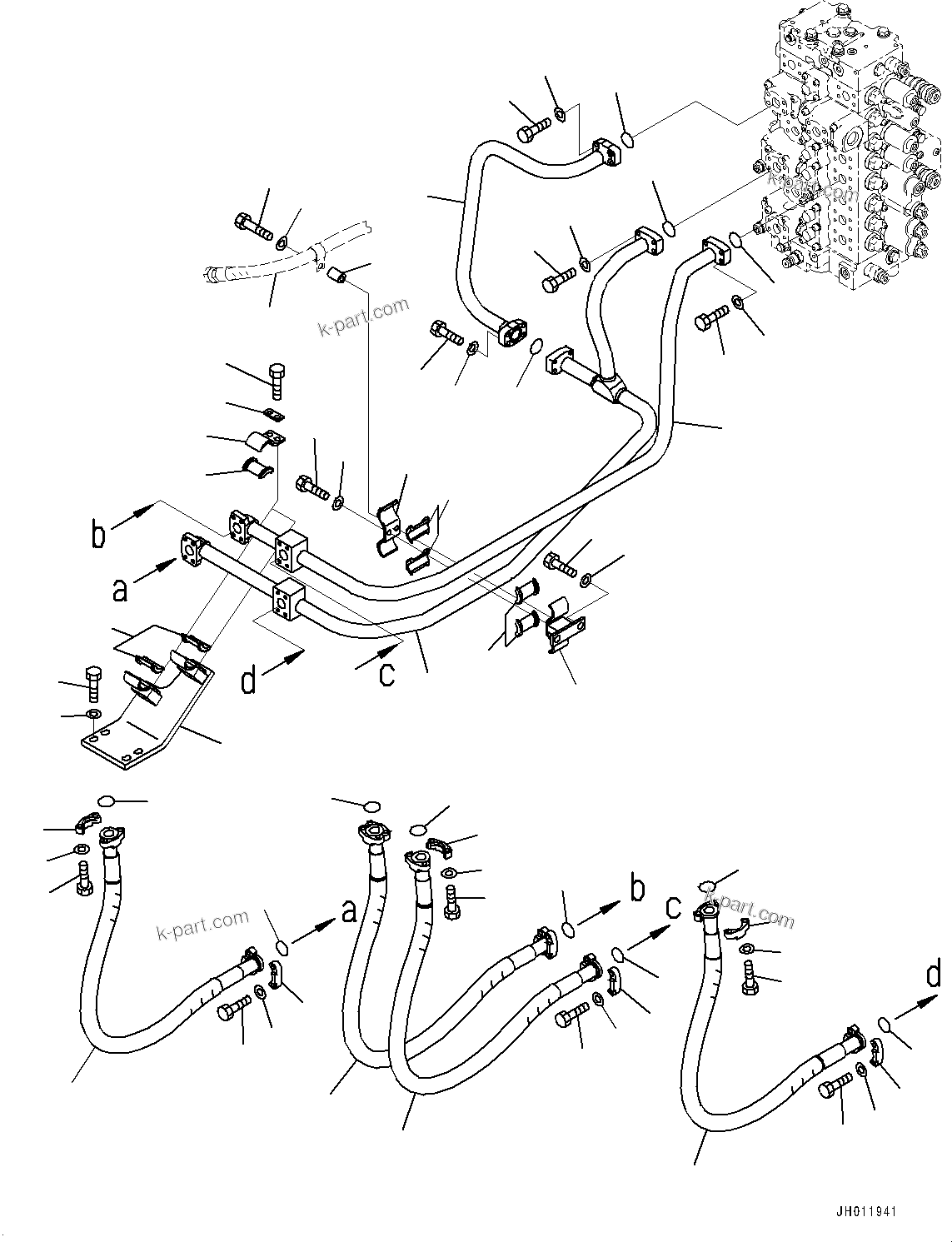 Komatsu parts book diagram for PC490LC-11 S/N 87001-UP: BOOM PIPING, (#85001-85195)