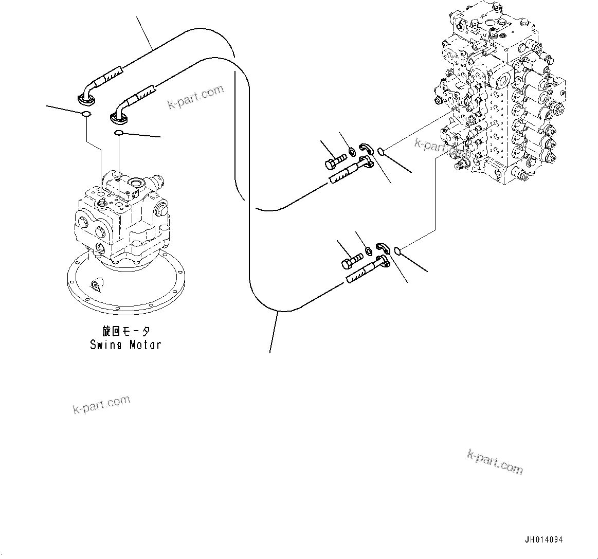 Komatsu parts book diagram for PC490LC-11 S/N 87001-UP: SWING PIPING, (#85001-)