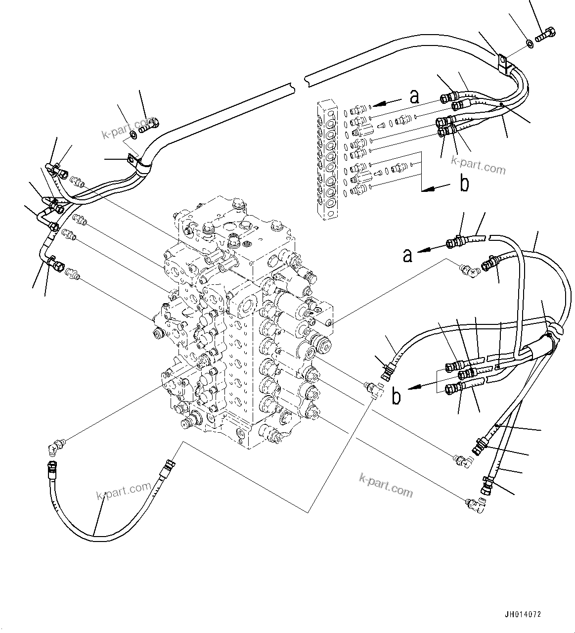 Komatsu parts book diagram for PC490LC-11 S/N 87001-UP: PROPORTIONAL PRESSURE CONTROL (PPC) TRAVEL PIPING, (#85001-)