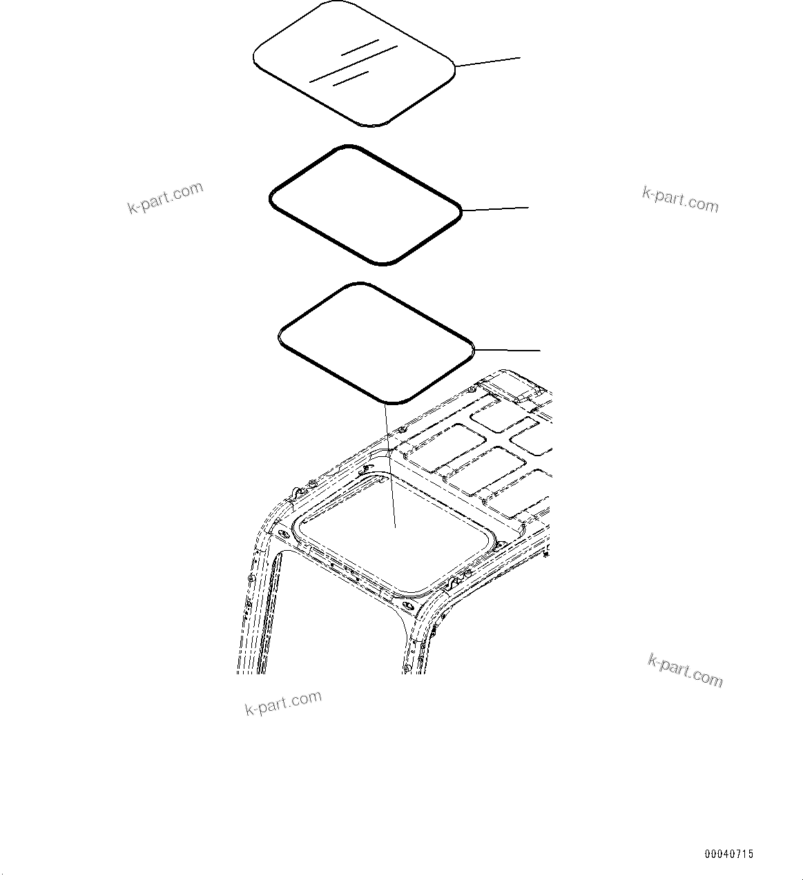 Komatsu parts book diagram for PC490LC-11 S/N 87001-UP: CAB, ROOF WINDOW(#87001-)