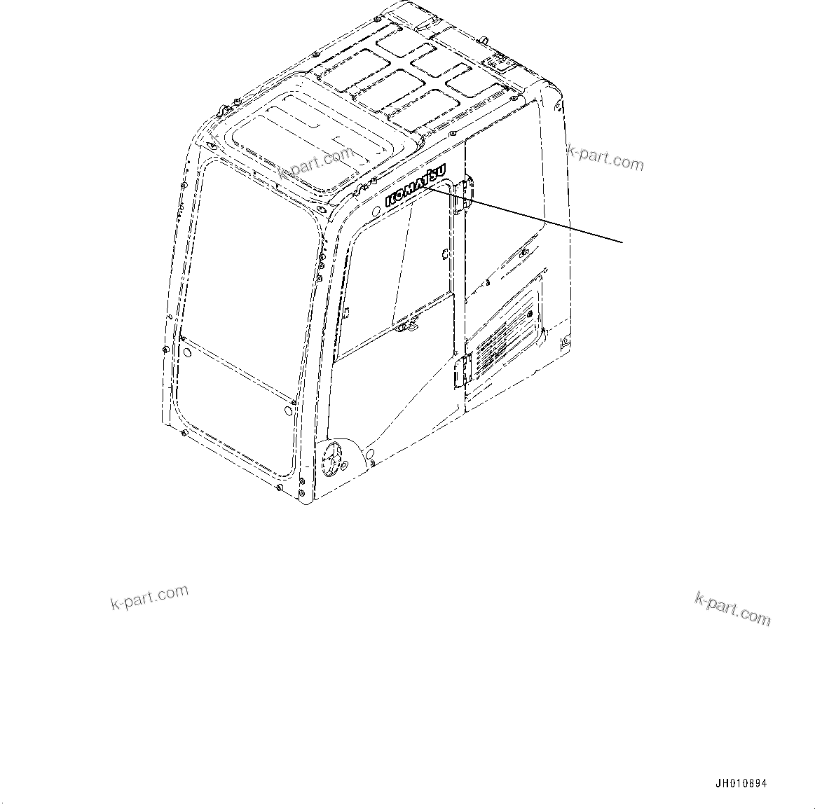 Komatsu parts book diagram for PC490LC-11 S/N 87001-UP: CAB, KOMATSU MARK(#87001-)